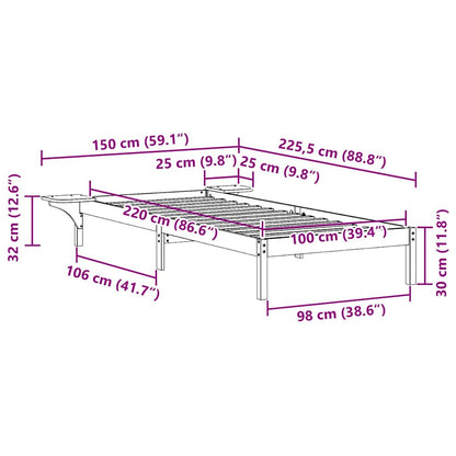Bettgestell mit Nachttischen Wachsbraun 100 x 220 cm
