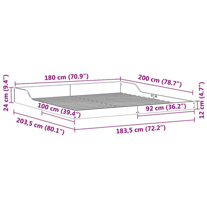 Bettrahmen Wachsbraun 180 x 200 cm Massives Kiefernholz