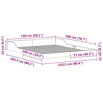 Bettrahmen Braun 150 x 200 cm Massives Kiefernholz