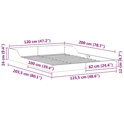 Bettrahmen Wachsbraun 120 x 200 cm Massives Kiefernholz
