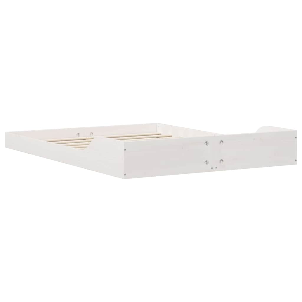 Bettrahmen Weiß 140 x 190 cm Massives Kiefernholz