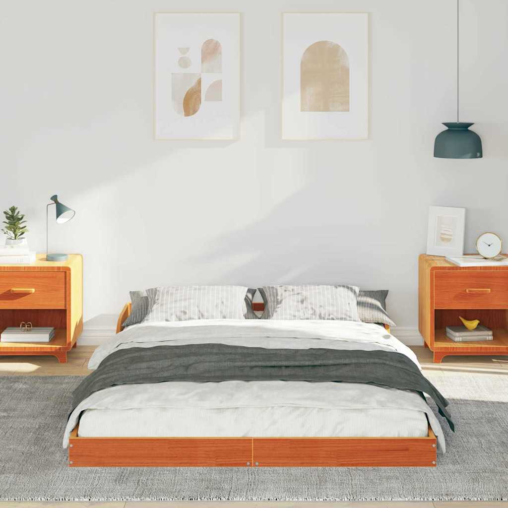 Bettrahmen Wachsbraun 135 x 190 cm Massives Kiefernholz