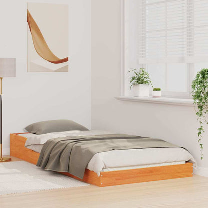 Bettrahmen Wachsbraun 90 x 210 cm Massives Kiefernholz