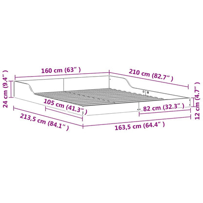 Bettrahmen Wachsbraun 160 x 210 cm Massives Kiefernholz