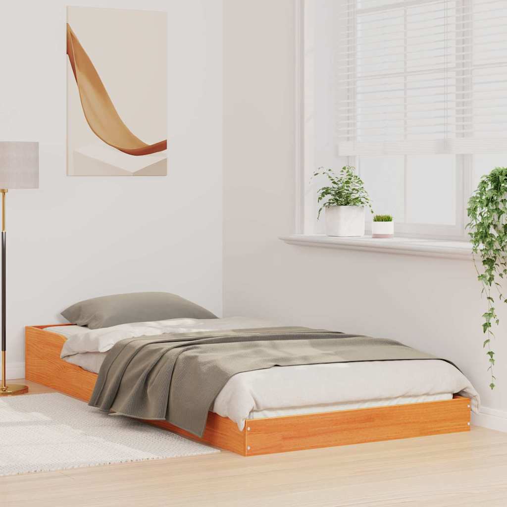 Bettrahmen Wachsbraun 80 x 220 cm Massives Kiefernholz