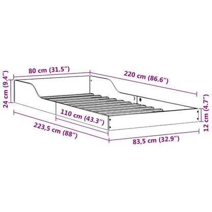 Bettrahmen Wachsbraun 80 x 220 cm Massives Kiefernholz