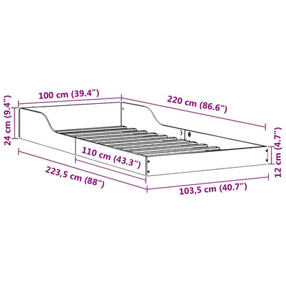Bettrahmen Natur 100 x 220 cm Massives Kiefernholz
