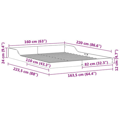 Bettrahmen Wachsbraun 160 x 220 cm Massives Kiefernholz