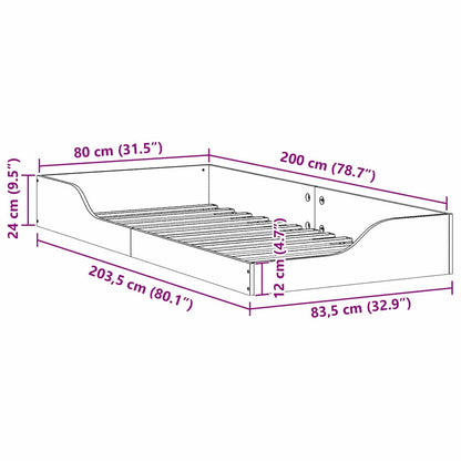Bettrahmen Braun 80 x 200 cm Massives Kiefernholz