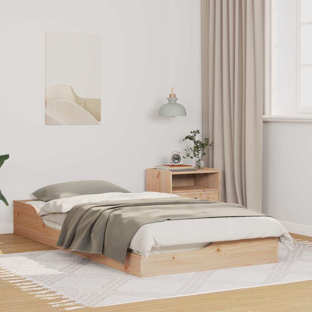 vidaXL Bettrahmen Braun 90 x 190 cm Massives Kiefernholz