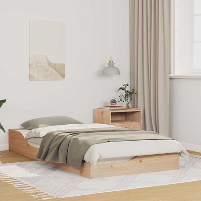 vidaXL Bettrahmen Braun 90 x 190 cm Massives Kiefernholz
