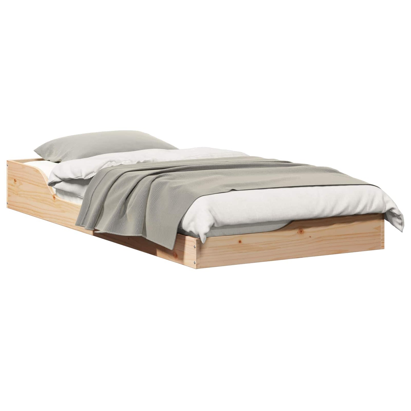 vidaXL Bettrahmen Braun 90 x 190 cm Massives Kiefernholz