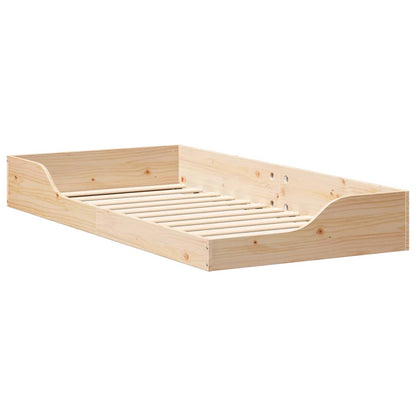 vidaXL Bettrahmen Braun 90 x 190 cm Massives Kiefernholz