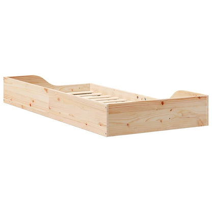 vidaXL Bettrahmen Braun 90 x 190 cm Massives Kiefernholz