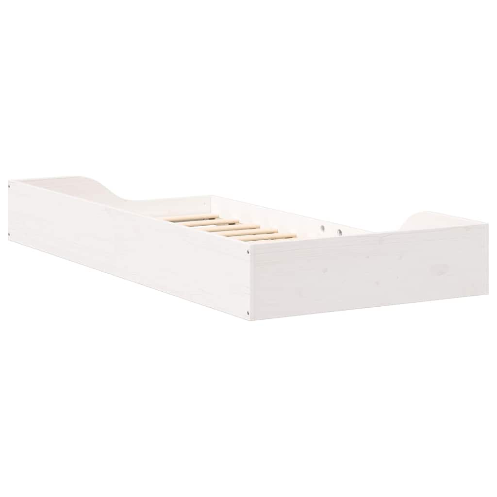 Bettrahmen Weiß 90 x 190 cm Massives Kiefernholz