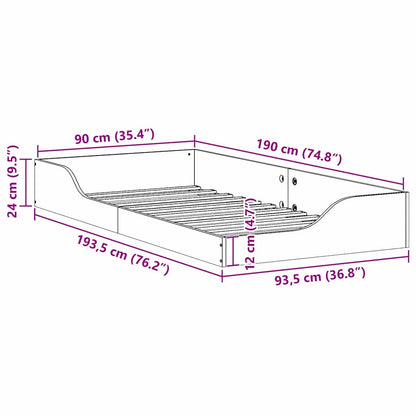 Bettrahmen Weiß 90 x 190 cm Massives Kiefernholz