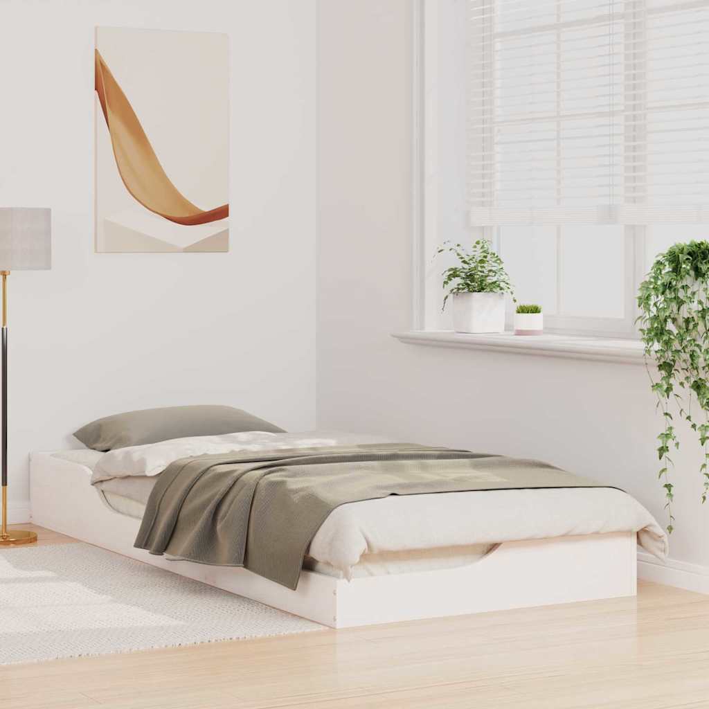 Bettrahmen Weiß 90 x 210 cm Massives Kiefernholz