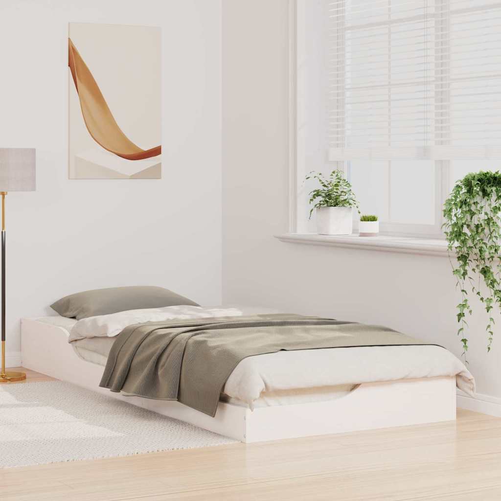 Bettrahmen Weiß 80 x 220 cm Massives Kiefernholz