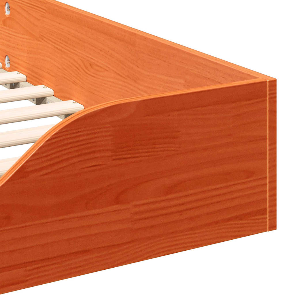 Bettrahmen Wachsbraun 90 x 220 cm Massives Kiefernholz