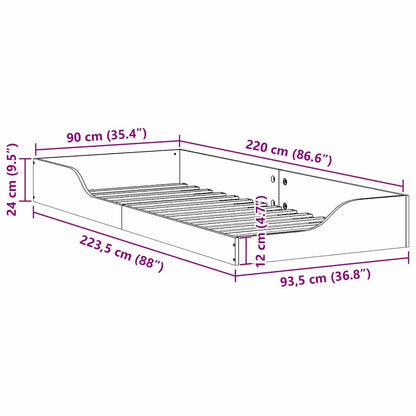 Bettrahmen Wachsbraun 90 x 220 cm Massives Kiefernholz