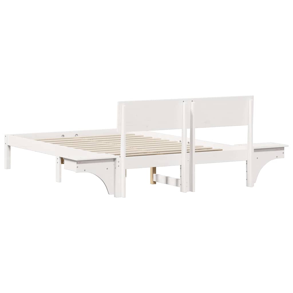 Bettrahmen mit Kopfteil Weiß 120 x 200 cm Massives Kiefernholz