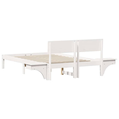 Bettrahmen mit Kopfteil Weiß 120 x 200 cm Massives Kiefernholz
