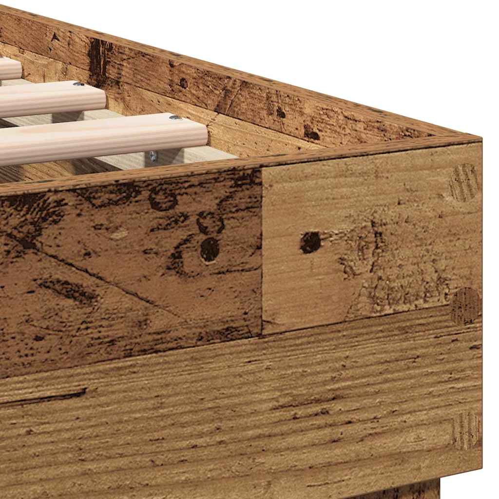 vidaXL Bettgestell mit Kopfteil Altholz 180 x 200 cm Holzwerkstoff