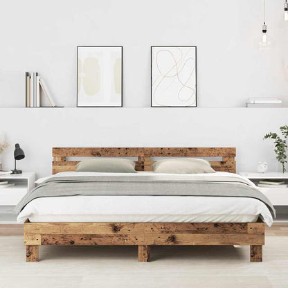 vidaXL Bettgestell mit Kopfteil Altholz 180 x 200 cm Holzwerkstoff