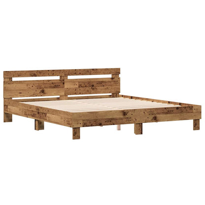 vidaXL Bettgestell mit Kopfteil Altholz 180 x 200 cm Holzwerkstoff