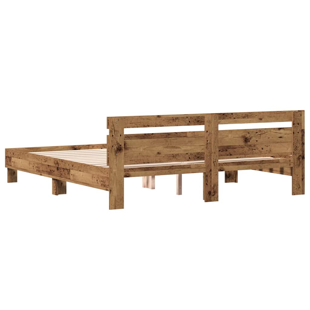 vidaXL Bettgestell mit Kopfteil Altholz 180 x 200 cm Holzwerkstoff