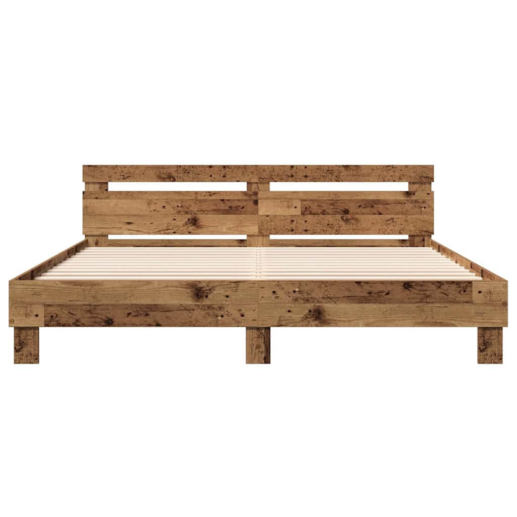 vidaXL Bettgestell mit Kopfteil Altholz 180 x 200 cm Holzwerkstoff