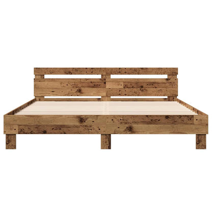 vidaXL Bettgestell mit Kopfteil Altholz 180 x 200 cm Holzwerkstoff