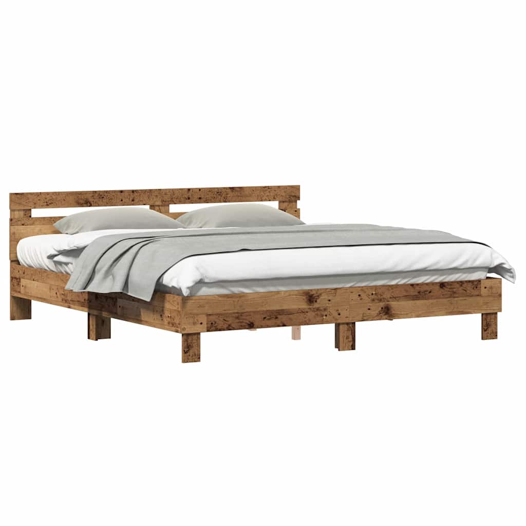 vidaXL Bettgestell mit Kopfteil Altholz 180 x 200 cm Holzwerkstoff