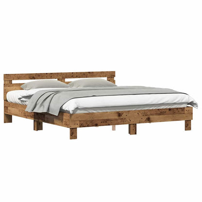 vidaXL Bettgestell mit Kopfteil Altholz 180 x 200 cm Holzwerkstoff