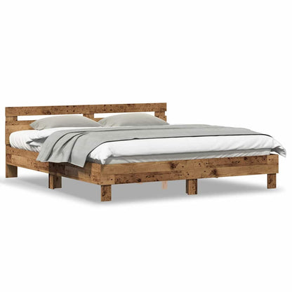 vidaXL Bettgestell mit Kopfteil Altholz 180 x 200 cm Holzwerkstoff