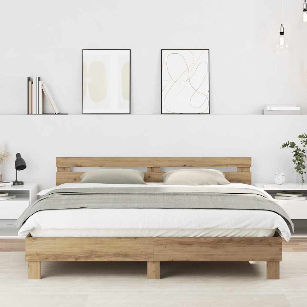 vidaXL Bettgestell Artisan-Eiche 180 x 200 cm Holzwerkstoff