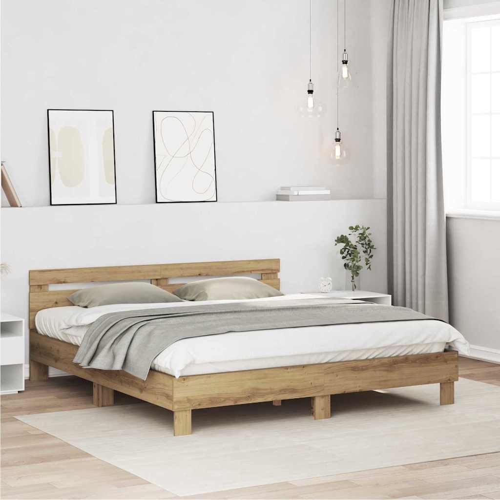 vidaXL Bettgestell Artisan-Eiche 180 x 200 cm Holzwerkstoff