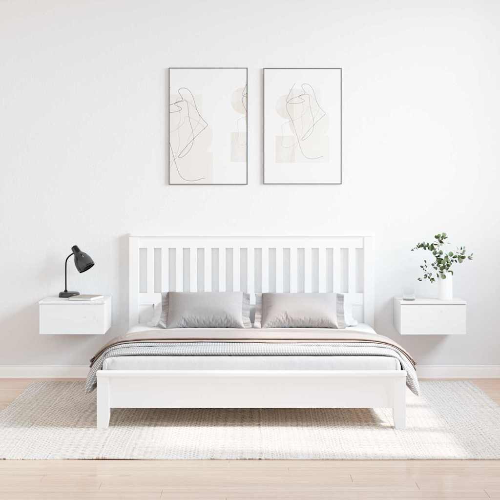 vidaXL Nachttisch 2 pcs Weiß 37 x 35 x 18,5 cm Massivholz Kiefer
