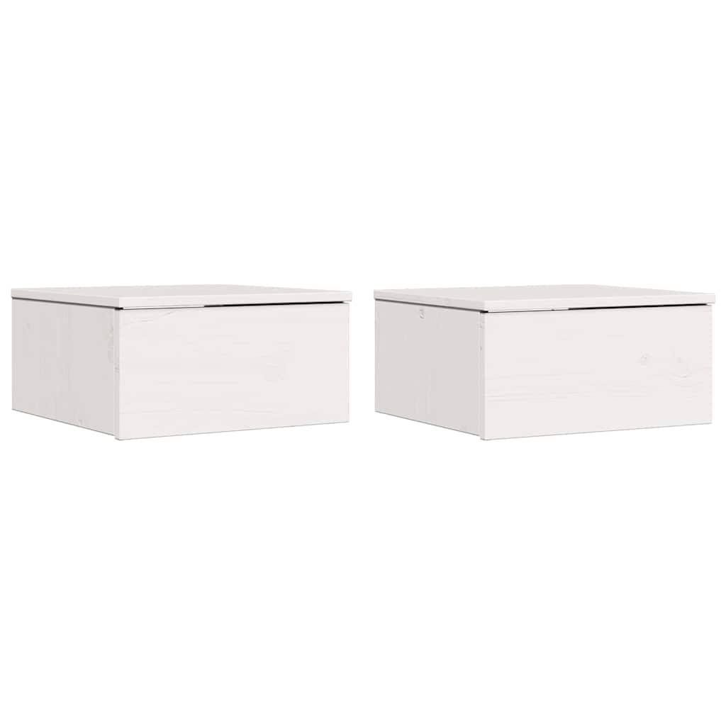 vidaXL Nachttisch 2 pcs Weiß 37 x 35 x 18,5 cm Massivholz Kiefer