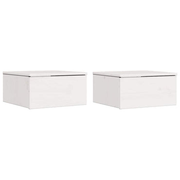 vidaXL Nachttisch 2 pcs Weiß 37 x 35 x 18,5 cm Massivholz Kiefer