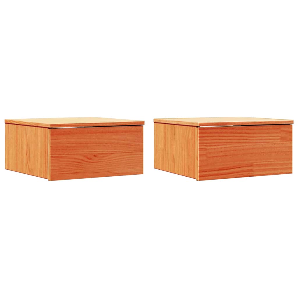 vidaXL Nachttisch 2 pcs Wachsbraun 37 x 35 x 18,5 cm Massivholz Kiefer