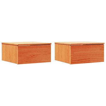 vidaXL Nachttisch 2 pcs Wachsbraun 37 x 35 x 18,5 cm Massivholz Kiefer