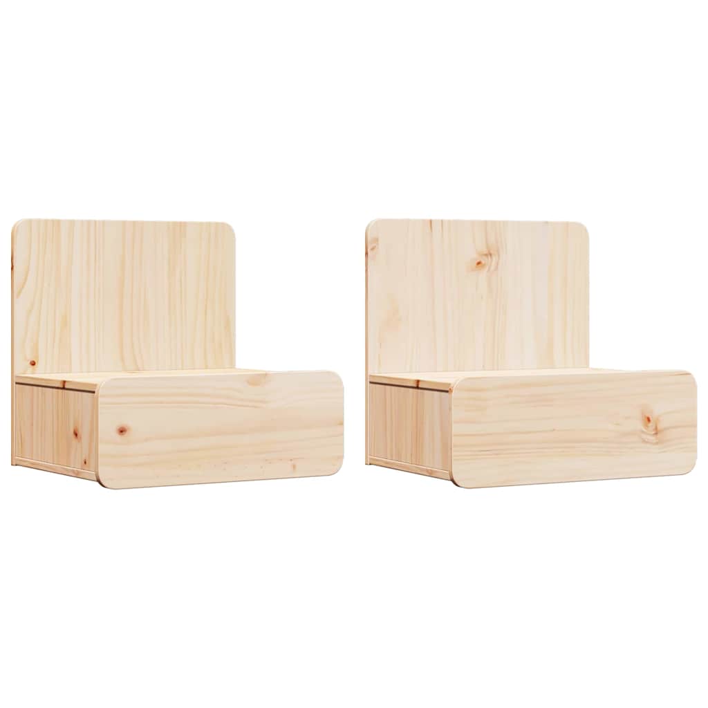 vidaXL Nachttisch 2 pcs Braun 44 x 32,5 x 40 cm Massivholz Kiefer