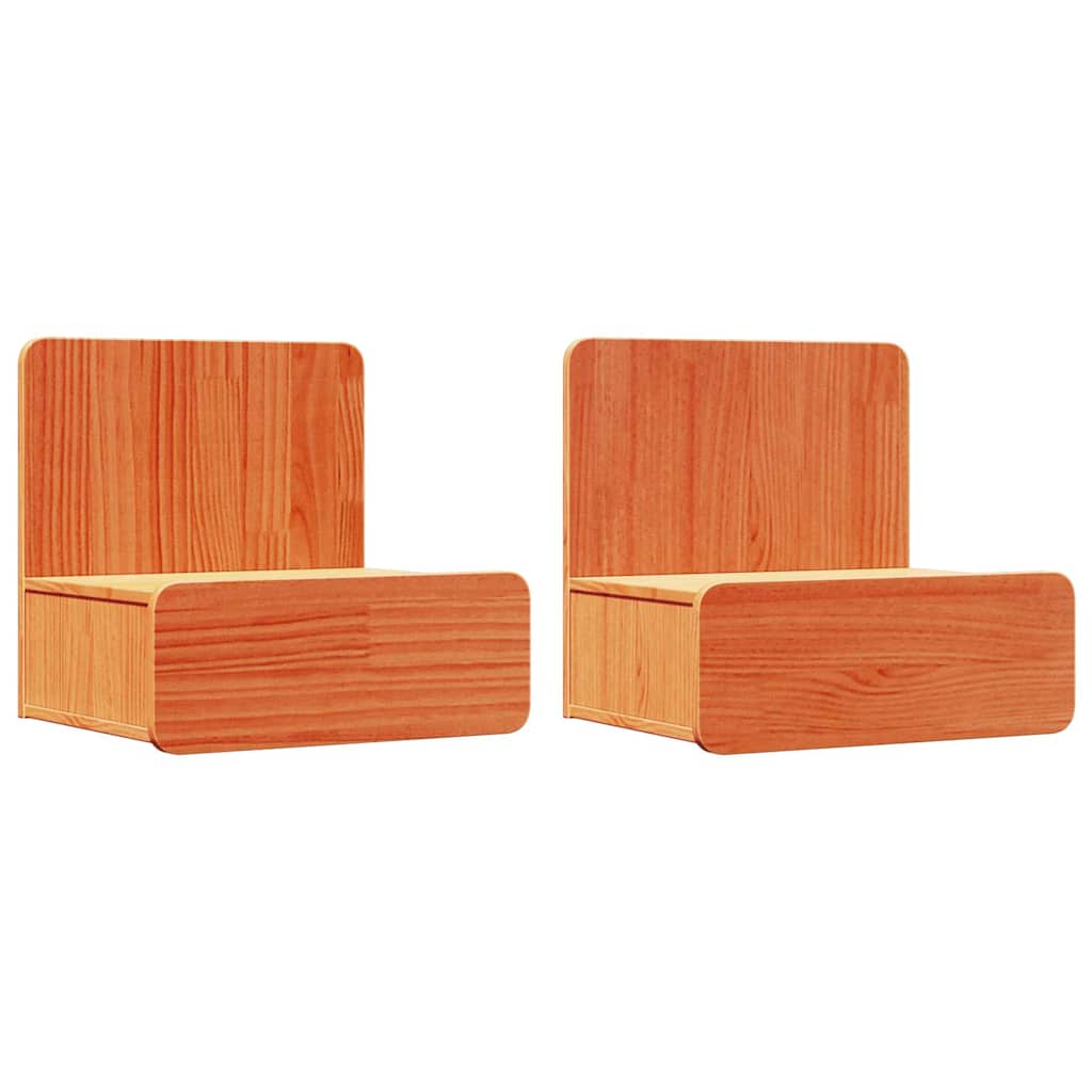 vidaXL Nachttisch 2 pcs Wachsbraun 44 x 32,5 x 40 cm Massivholz Kiefer