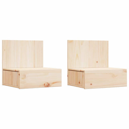vidaXL Nachttisch 2 pcs Braun 42 x 32,5 x 40 cm Massivholz Kiefer