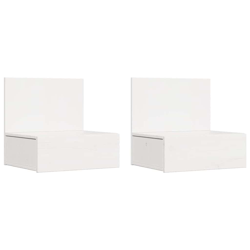 vidaXL Nachttisch 2 pcs Weiß 42 x 32,5 x 40 cm Massivholz Kiefer