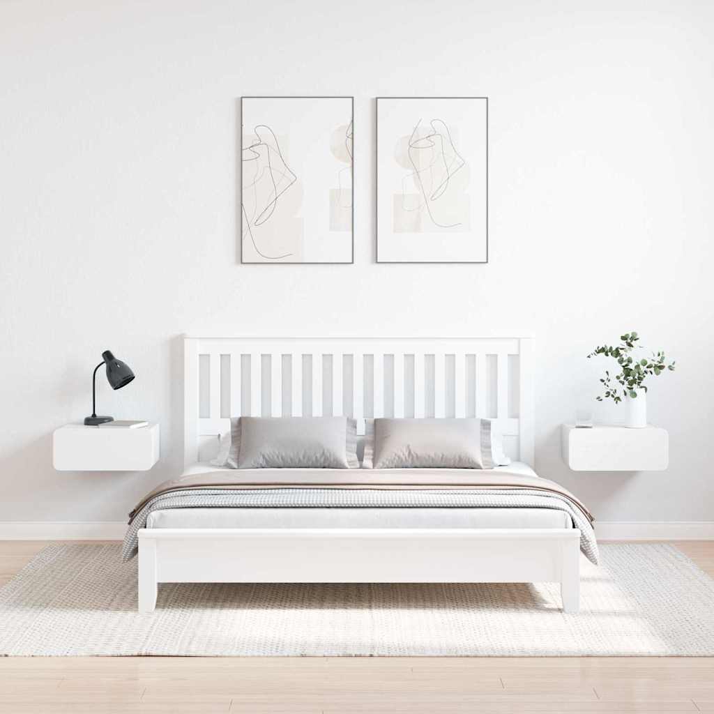 vidaXL Nachttisch 2 pcs Weiß 39 x 34 x 16,5 cm Massivholz Kiefer