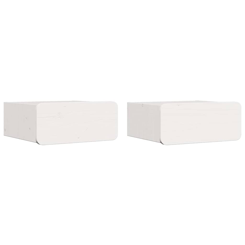 vidaXL Nachttisch 2 pcs Weiß 39 x 34 x 16,5 cm Massivholz Kiefer