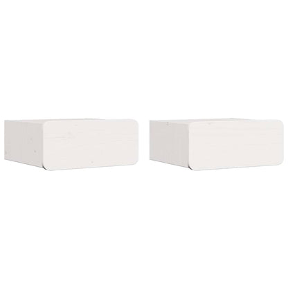 vidaXL Nachttisch 2 pcs Weiß 39 x 34 x 16,5 cm Massivholz Kiefer