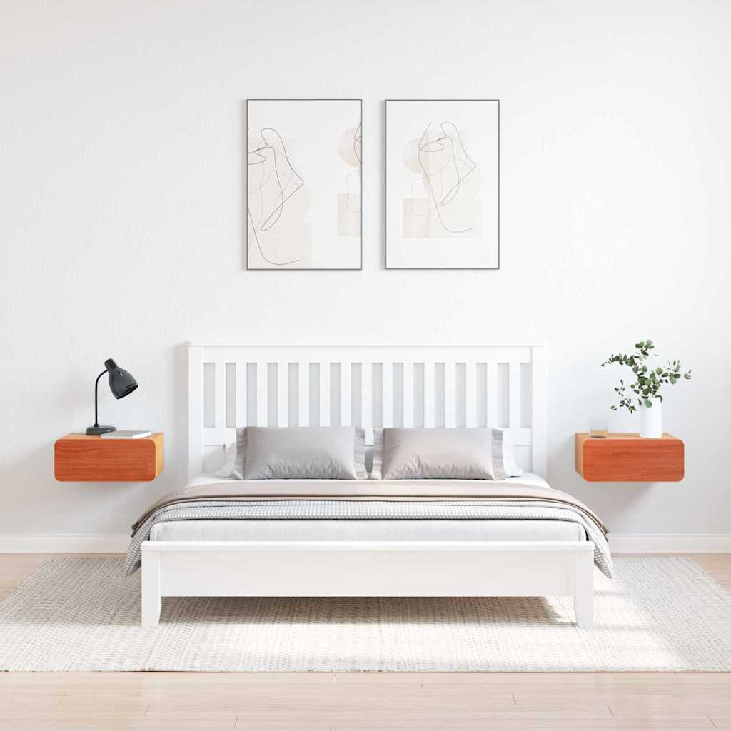 vidaXL Nachttisch 2 pcs Wachsbraun 39 x 34 x 16,5 cm Massivholz Kiefer